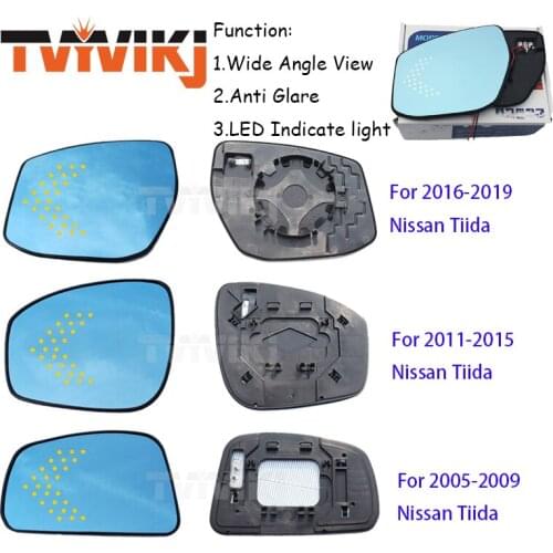 TVYVIKJ Side Rearview Mirror Blue Glass Lens with LED Indicate light For Nissan Tiida 2005-2019 Wide Angle View anti glare door