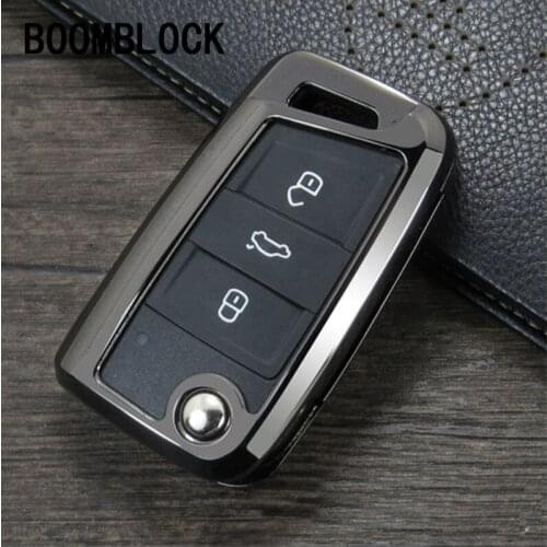 BOOMBLOCK For VW Polo Passat B5 B6 Golf 5 6 7 Tiguan Skoda Fabia Octavia A7 A5 Kodiaq Karoq Zinc alloy Car Key Cover Case Shell