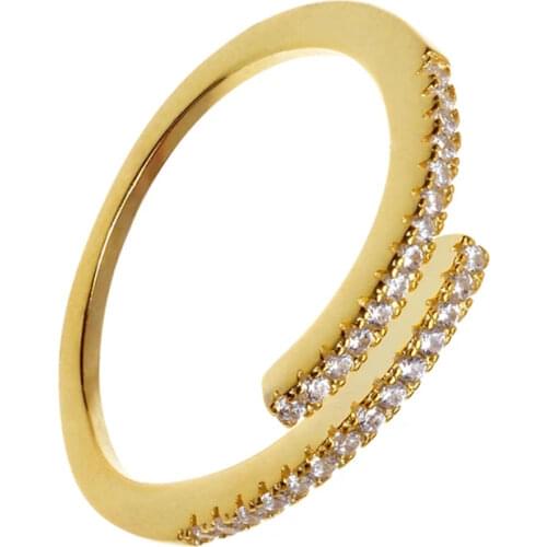 CANNER Ins Simple Single Row Diamond Open Ring 100% 925 Sterling Silver Anillos Gold Rings For Women Luxury Fine Jewelry Rings