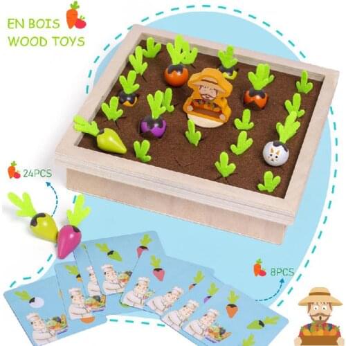 Wooden Vegetable Memory Game For Kids Montessori Baby Educational Memory Training Chess Radish Chess Cognition Childrens Toys