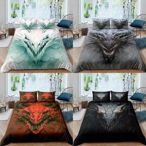Home Textiles Luxury 3D Dragon Duvet Cover Set Pillowcase 2/3 Pcs Kids Bedding Set AU/EU/UK/US Queen and King Size Bedding
