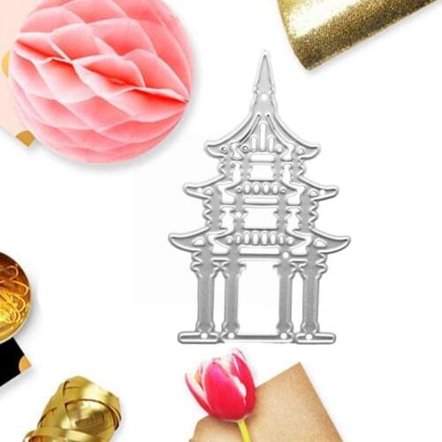 Chinese Style Small Pavilion Knife Mold Diy Embossed Carbon Steel Knife Mold Reusable Exquisite Building Die Cutting Mold