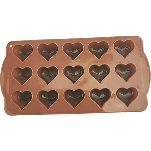 DIY Chocolate Mold Silicone 15-Cavities Thick Baking Mold Heart Shape Non Stick Chocolate Cake Mold Baking Candy Sugar Cake Tool