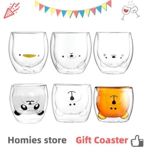 Homies Glass mug 3D 2-tier Lovely Bear Innovative Beer Glasses Heat-resistant Double Wall Coffee Cup Milk Juice Christmas mug