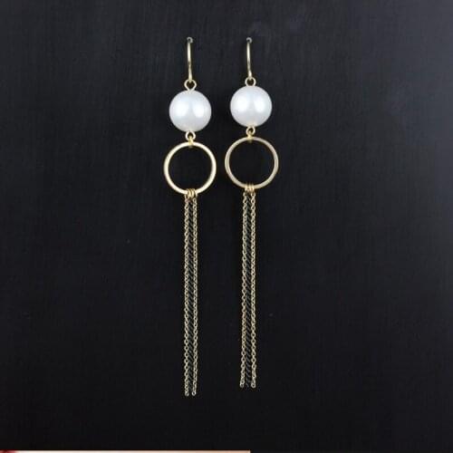Trendy earrings 2021 personalized long fringed pearl Ear Rings Gold Plated earrings women long