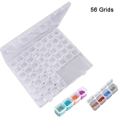Diamond Painting Tools Boxes 56 Grids Diamond Embroidery Accessories Cross Stitch Cases Storage Box Rhinestone Slots Box