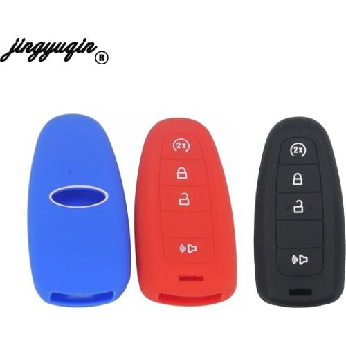 Jingyuqin Silicone Rubber Key Cover FobFor LINCOLN MKS MKX fit FORD Escape Flex Focus Taurus Edge Explorer 4 BTN Rubber key case