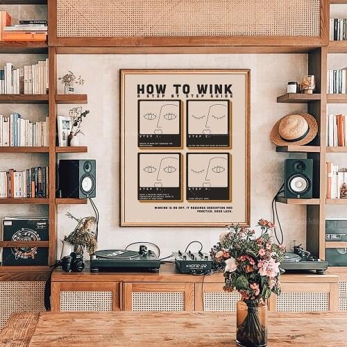 How to Blink Printed Wall Art, Blink Wall Art, Printable Neutral Palette Art, Retro Wall Decorative Art Poster