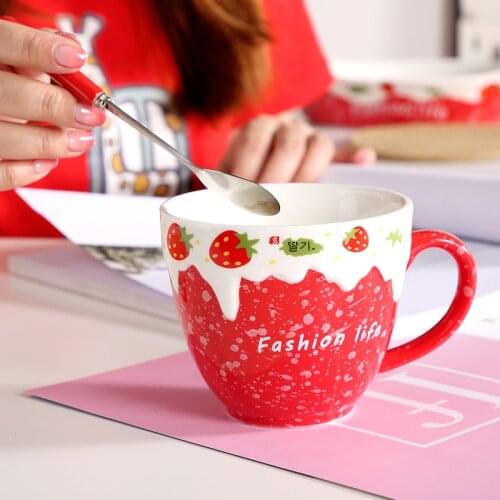 Ceramic cup home water cup milk mug breakfast cup creative personality trend cute oat coffee cup