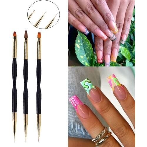 1PC Double Head Nail Art Pen Nail Liner Detailing DIY Painting Acrylic UV Gel Polish Brush