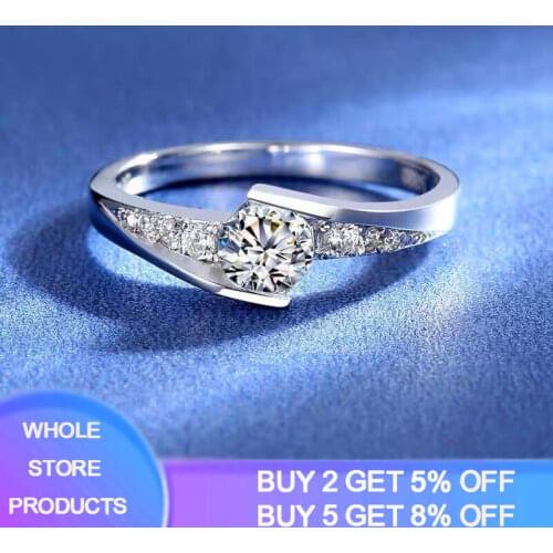YANHUI Cute Female Small Round Zircon Stone Ring Vintage 925 Silver Wedding Jewelry Promise Crystal Engagement Rings For Women