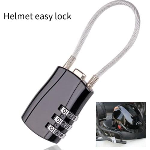 Creative Helmet Password Lock Password Padlock Luggage Bag Lock Mini Small Password Wire Lock for Gym Cabinet Cycling Accessory