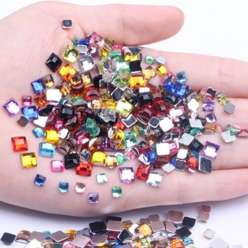 Square Earth Facets Acrylic Rhinestones Flat Back 4mm 5mm 6mm 12mm Many Colors For Nails Art Glue On Beads DIY Jewelry Making
