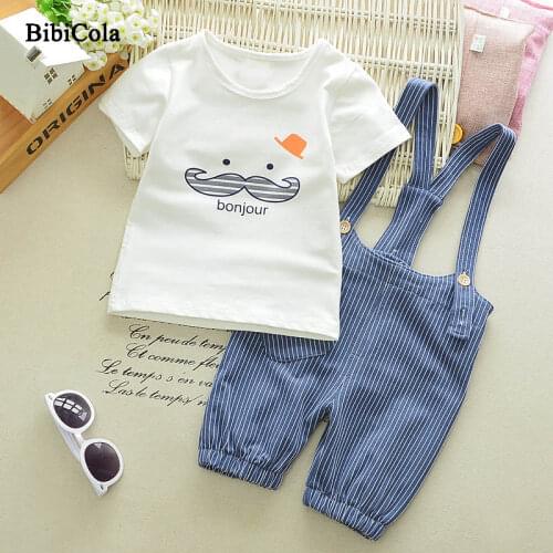 BibiCola Summer Boys Clothes Set Cartoon Toddler Baby Infant Girls Outfits T-shirt+Bib Pants Kids Clothing Sets Girls Clothes