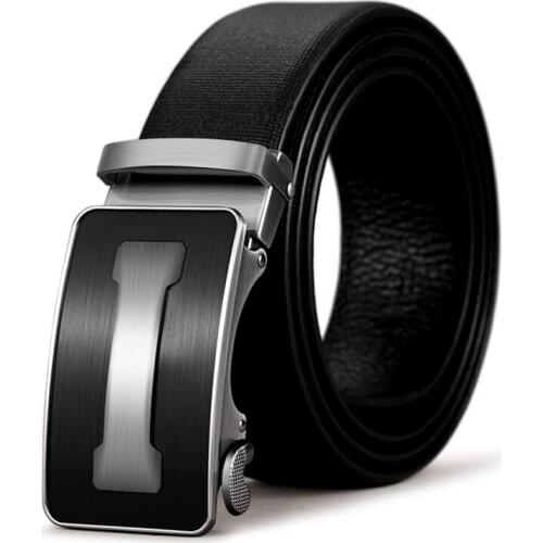 WILLIAMPOLO Fashion Genuine Leather For Men Automatically Buckle Mens Belt Luxury Design Dress Belts 036p