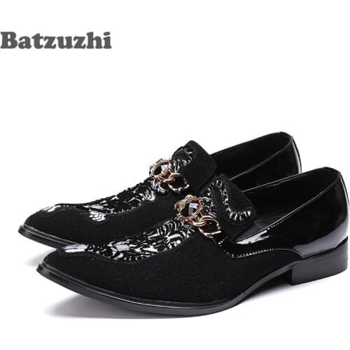 Italian Style Pointed Toe Mens Shoes Black Suede Pattern Leather Dress Shoes Oxford Flats Designers Business Shoes Men, Big 46