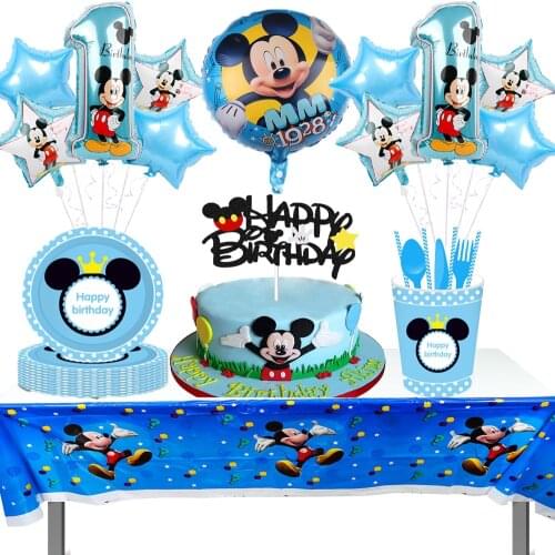Mickey Mouse Party Supplies Pack For 8 Guests With Plates Cups Napkins Balloon Birthday Party Kids Party Supplie Color Decor