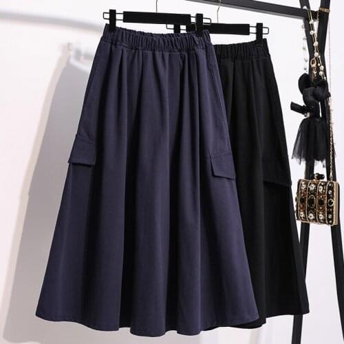 New Fashion Spring Autumn Women Skirt Ladies High Waist All-match Casual Midi A Line Skirts Female Clothing M-3XL