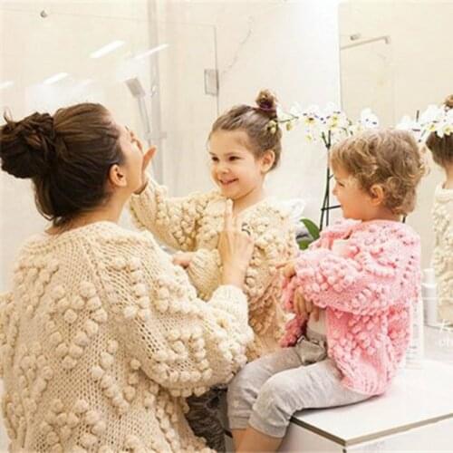 New2020 Family Matching Mother and Daughter Handmade Sweaters Cardigan Mom Daughter Warm Sweater Outwear Coats Kintwear Outfits