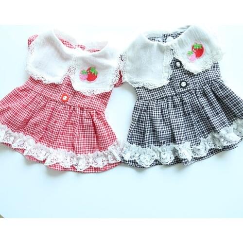 New Dog Cat Dress Skirt Plaid Design Pet Puppy Spring/Summer Clothes Outfit 5 Sizes 2 Colours