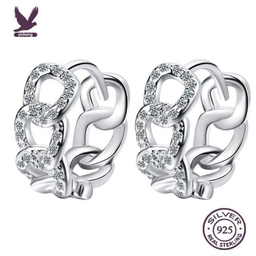 YiChong 925 sterling silver new womens fashion jewelry high quality simple crystal zircon hollow chain earrings 2021 new YCHQ1