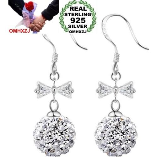 OMHXZJ Wholesale Jewelry fashion joker star for Woman gifts Bowknot drill ball 925 Sterling Silver Tassel drop Earrings YS197