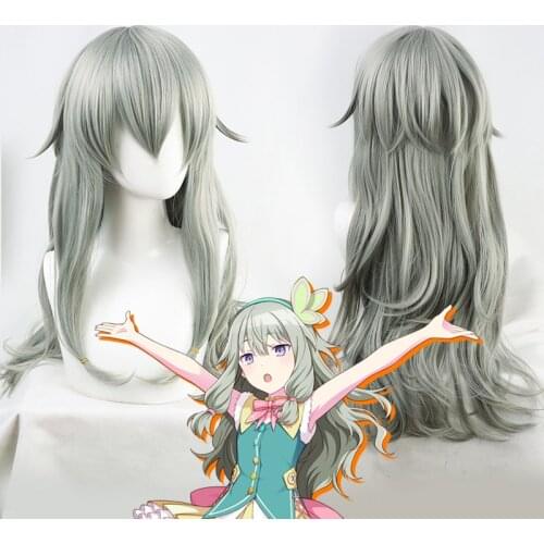 Kusanagi Nene Cosplay Wig Grey Green Lolita Girls Long Straight Wavy Synthetic Hair Role Play Free Wig Cap