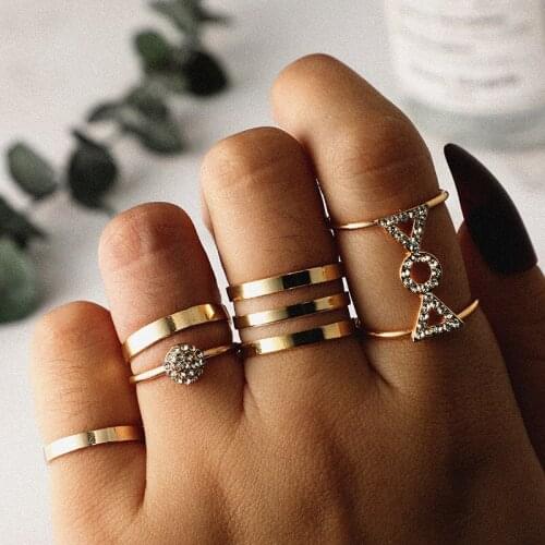 Personalized fashion OL professional female joint ring alloy exaggerated geometric combination set female jewelry