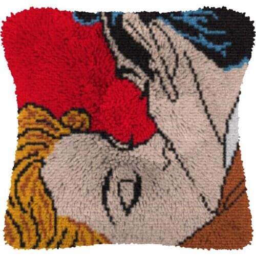 Kiss Latch Hook Kit Make Cushion Canvas Crochet Pillow Case Latch Hook Cushion Cover Arts & Craft