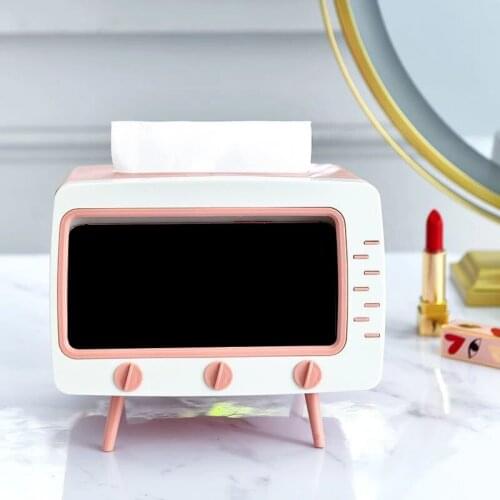 Retro TV Napkin Tissue Holder Multi-function Home Storage Dispenser Cell Phone Holder Napkin Case Organizer Tissue Paper