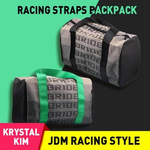 JDM Style Racing Fabric Strap Style School Backpack Car Canvas Backpack Bride Bag Racing Souvenirs With Harness Shoulder