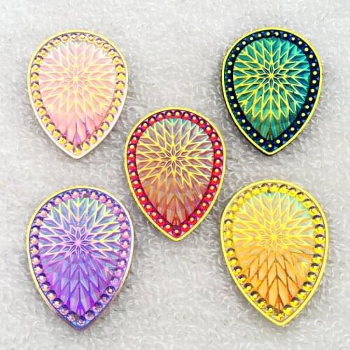 Mix 8pcs 30*40mm Crystal AB Sew on Teardrop Flat Back Resin Sew on Stones Strass Buttons 2 Holes-B19A
