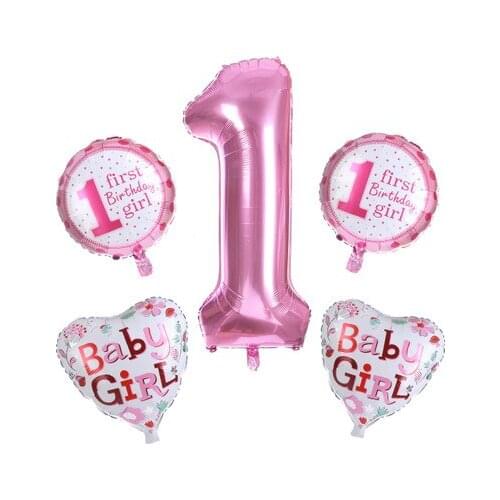 1ST Birthday Decoration Party Balloons Foil Balony Round star Shape 18 inch Baloons Baby Show Girl Boy Number Ballon