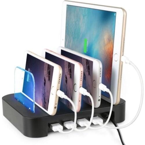 4 Ports USB Hub Universal Multi Device Charging Station Fast Charger Docking 24W for iPhone iPad Samsung Galaxy LG Tablet PC