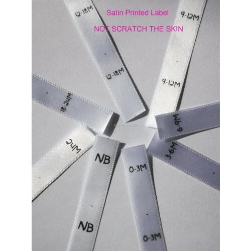 STOCK NB 0-3m 3-6m 6-9m 9-12m size silk labels/kids size labels/New Baby clothing size tag/custom garment label 100 pcs a lot
