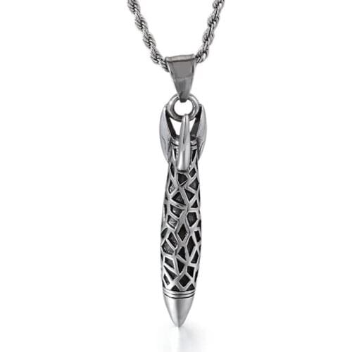 Vintage Stainless Steel Mens Creative Rocket Pendant