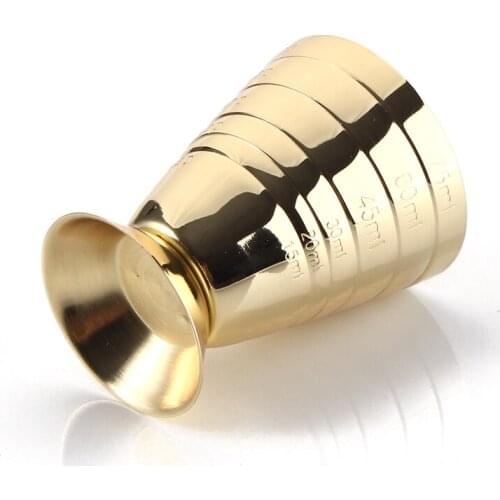 Premium Multiple Markings Jigger, Golden Color Finish in 18/8 Stainless Steel, High Grade Bartender Tools / Premium Barware