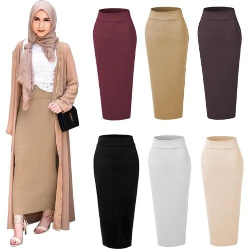 Vestidos Faldas Mujer Moda 2019 UAE Abaya Dubai Kaftan Muslim Long Bodycon Maxi Skirt Dress Women Turkish Islamic Skirts Clothes