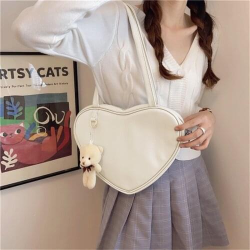 HISUELY Female Handbag cute Heart shaped Underarm Bag 2021 New Design Women Shoulder Messenger Crossbody Bags with Pendant