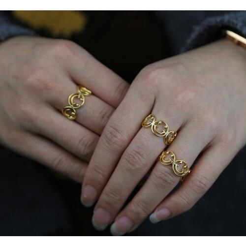 Smile Face Band Ring For Women 2021 New Happy Smiley Girl Women Fashion Jewelry