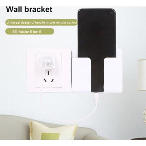 1Pcs Wall Mount Organizer Storage Box Remote Control Mounted Cell Phone Holder Wall Mount Holder Multifunction Charging Stand