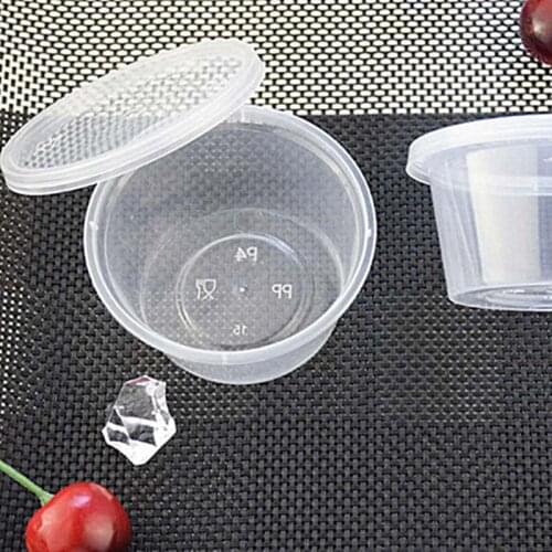 10Pcs 25ml Disposable Plastic Takeaway Sauce Cup Containers Food Box with Hinged Lids Small Pigment Paint Box Palette Reusable
