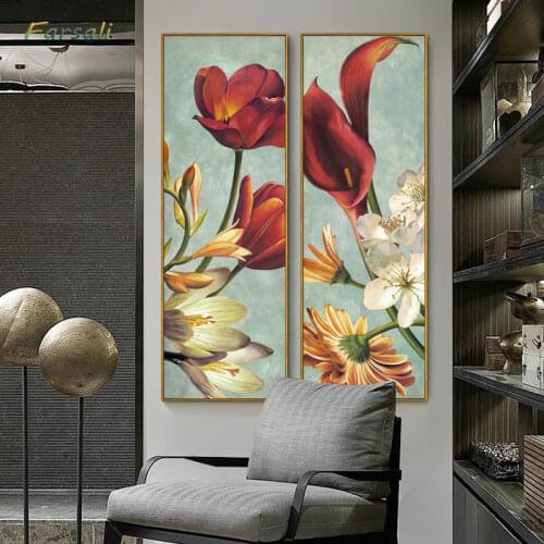 2 Pcs/Set Modern Wall Painting Fashion Flower Oil Painting On Canvas Wall Art Picture Home Decoration Unframed Canvas Painting