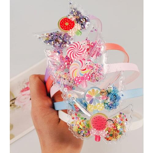 2pcs Super cute angel wings girl baby child quicksand crown headband hair clip princess hair accessories