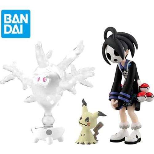 3pcs Original BANDAI Pokemon Sword and Shield 1/20 Galar Region Allister Mimikyu Cursola PVC Movie Model Boy Toys