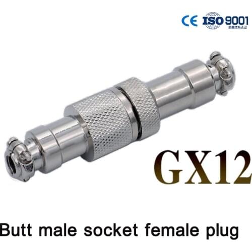 4pieces GX12 Butting Aviation Plug Socket 12M Docking Connector 2 3 4 5 6 7 Pins Butt Male Sockets Female Plugs
