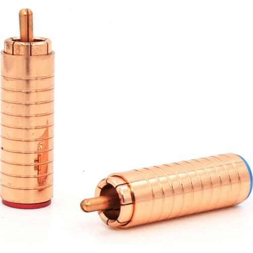 4/pcs Red copper plated RCA plug,interconnect plug ,hifi audio cable plug