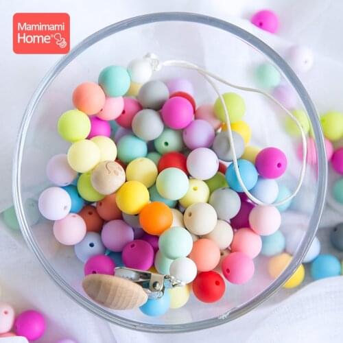 Mamihome 15mm 10pc baby silicone teether beads DIY for Nursing Necklace Food Grade perle Silicone pacifier clip chain nurse gift