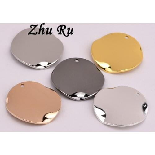 5pcs ZHU RU 25mm disc Round tag Charms Wavy surface for diy jewelry ornamentation accessories necklace pendant findings making