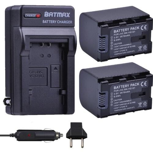 Batmax 2pc BN-VG121 VG121 BNVG121 Battery+Charger kits for JVC GZ-HD620 GZ-HD500 GZ-HM320 GZ-HM550 GZ-HM860 GZ-HM960 GZ-HM9